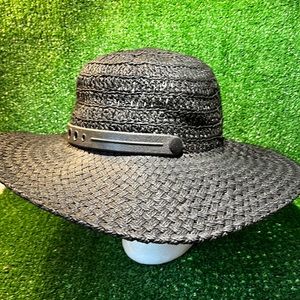 HOLEY SOLES Black Woven Wide Brim Sun Hat